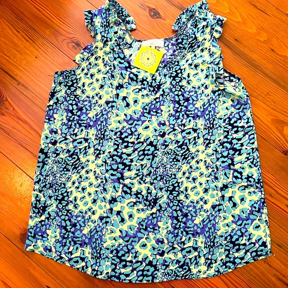Periwinkle | Allison Ruffle Print Sleeveless Top - Large - Picture 1 of 7
